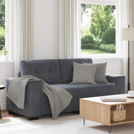 Sofá Loveseat gris oscuro 140 cm terciopelo