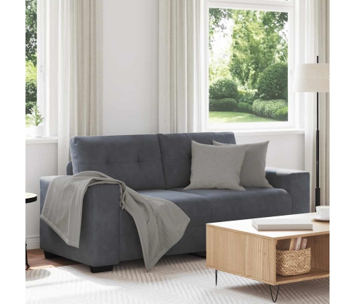 Sofá Loveseat gris oscuro 140 cm terciopelo