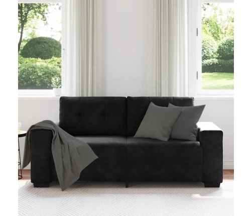 Sofá Loveseat Terciopelo Negro 140 cm