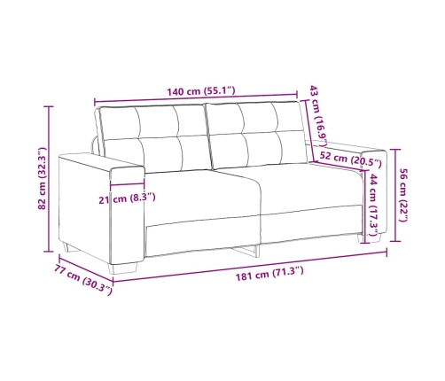 Sofá Loveseat Terciopelo Negro 140 cm