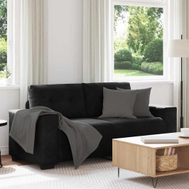 Sofá Loveseat Terciopelo Negro 140 cm