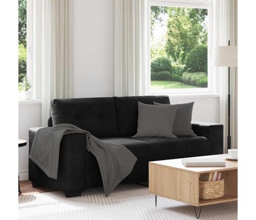 Sofá Loveseat Terciopelo Negro 140 cm