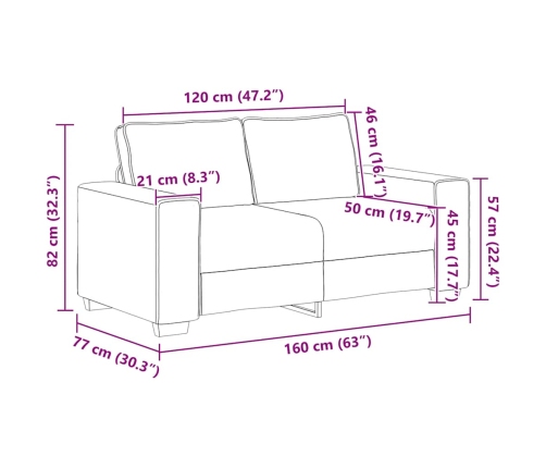 Sofá 2 plazas Tela Negro 120 cm