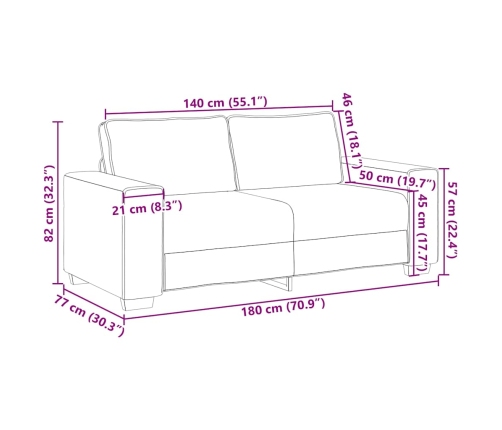 Sofá 2 plazas Tela Negro 140 cm