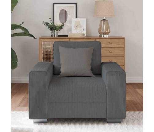 Sillón de tela de pana gris oscuro 59 cm