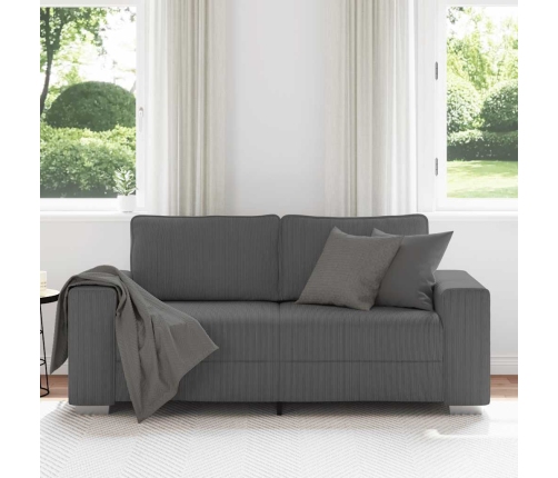 Sofá Loveseat gris oscuro 140 cm tejido de pana