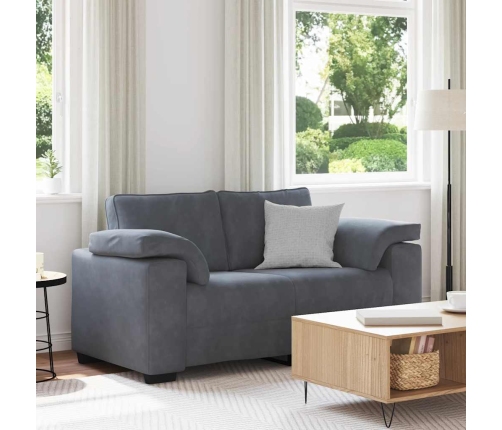 Sofá Loveseat gris oscuro 120 cm terciopelo