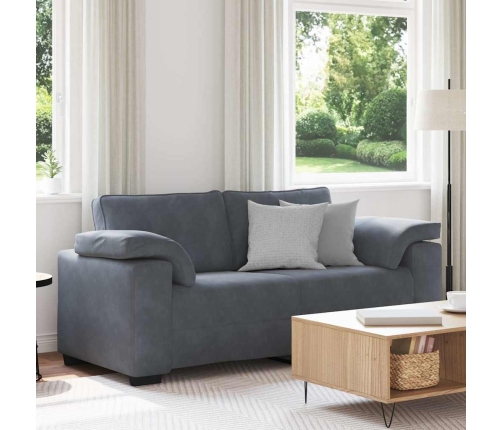 Sofá Loveseat gris oscuro 140 cm terciopelo