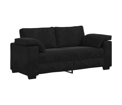 Sofá Loveseat Terciopelo Negro 140 cm