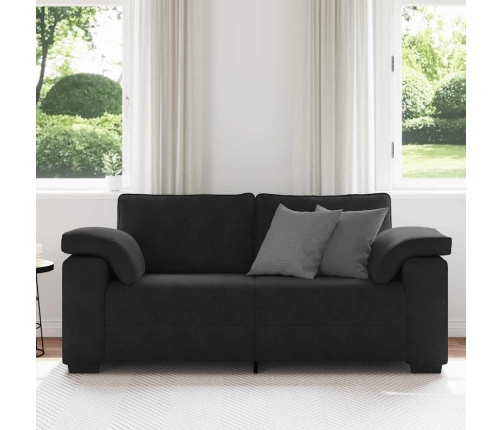 Sofá Loveseat Terciopelo Negro 140 cm