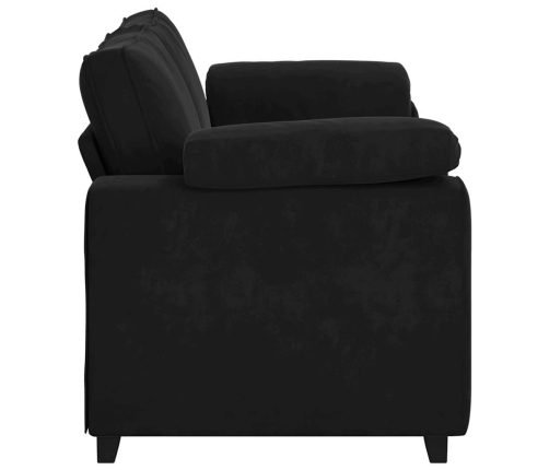 Sofá Loveseat Terciopelo Negro 140 cm