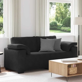 Sofá Loveseat Terciopelo Negro 140 cm