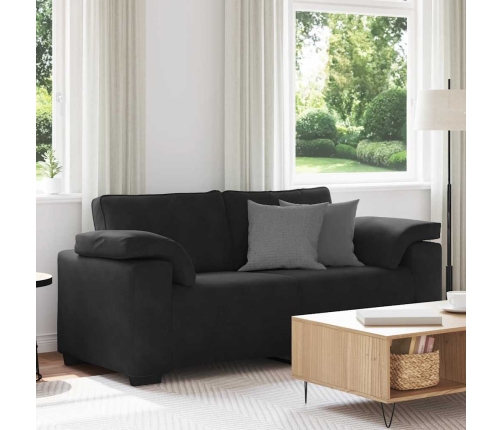 Sofá Loveseat Terciopelo Negro 140 cm