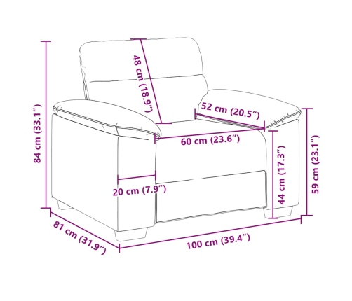 Sillón de sofá de cuero sintética negro 60 cm