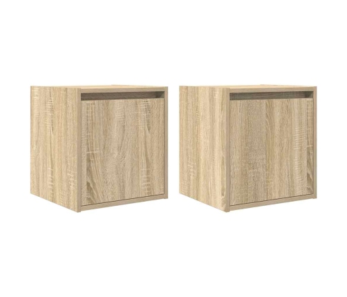 Mesillas de noche de pared 2 uds roble Sonoma 38x34x40 cm