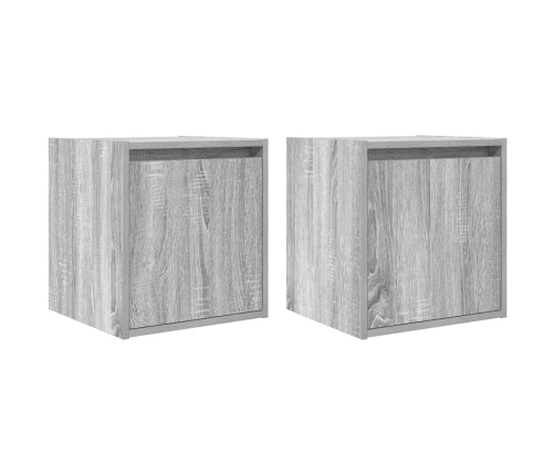 Mesillas de noche de pared 2 uds gris Sonoma 38x34x40 cm