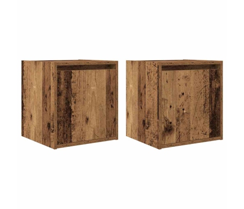 Mesillas de noche de pared 2 uds madera vieja 38x34x40 cm