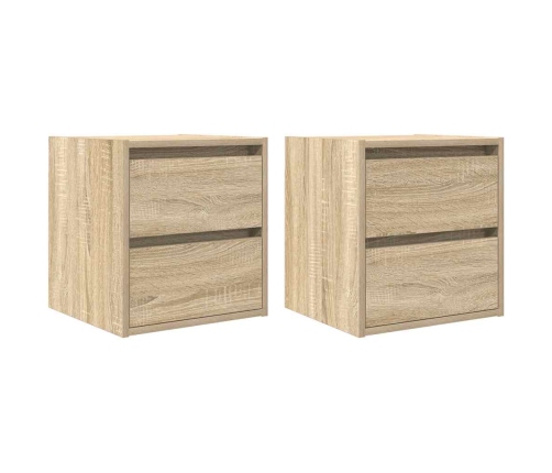 Mesillas de noche de pared 2 uds roble Sonoma 38x34x40 cm