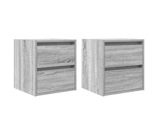 Mesillas de noche de pared 2 uds gris Sonoma 38x34x40 cm