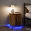 Mesillas de noche con luces LED 2 uds madera vieja 38x34x50 cm