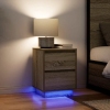 Mesillas de noche con luces LED 2 uds roble sonoma 38x34x50 cm