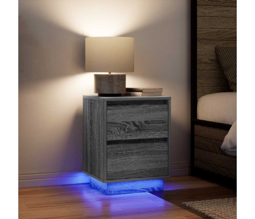 Mesillas de noche con luces LED 2 uds gris sonoma 38x34x50 cm