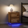 Mesillas de noche con luces LED 2 uds madera vieja 38x34x50 cm