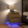 Mesitas de noche con luces LED 2 uds roble artisan 38x34x50 cm