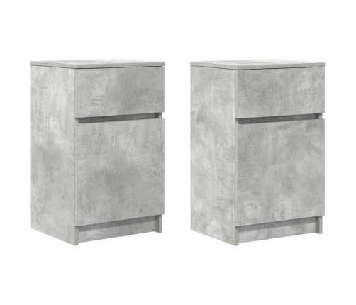 Mesitas de noche 2 uds madera contrachapada gris 39x35x65 cm