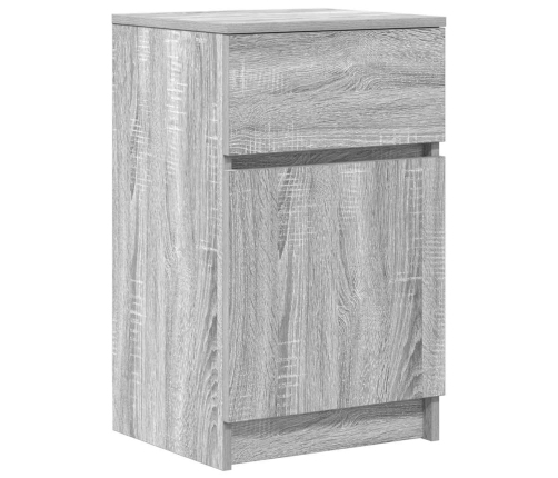 Mesitas de noche 2 uds madera contrachapada gris 39x35x65 cm