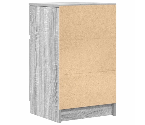 Mesitas de noche 2 uds madera contrachapada gris 39x35x65 cm