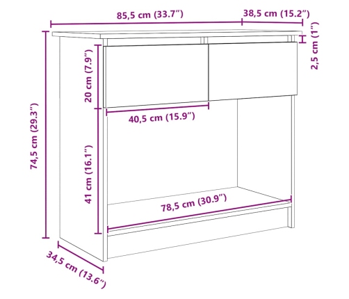 Mesa consola con cajones blanca 85,5x38,5x74,5 cm