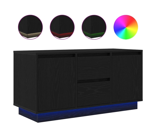 Mueble de TV con luces LED roble negro 100x41x50 cm