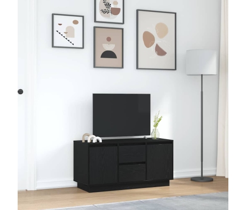 Mueble de TV con luces LED roble negro 100x41x50 cm