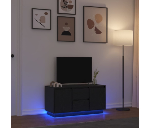 Mueble de TV con luces LED roble negro 100x41x50 cm