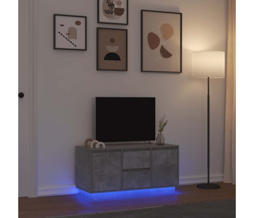 Mueble de TV con luces LED gris hormigón 100x41x50 cm