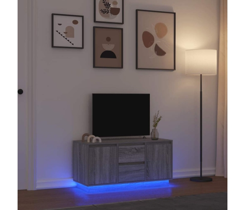 Mueble de TV con luces LED Sonoma gris 100x41x50 cm