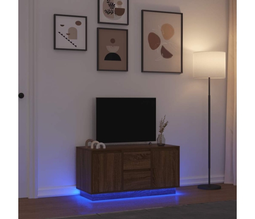 Mueble de TV con luces LED roble marrón 100x41x50 cm