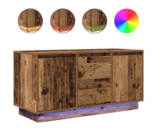 Mueble de TV con luces LED madera vieja 100x41x50 cm