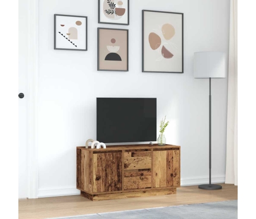 Mueble de TV con luces LED madera vieja 100x41x50 cm