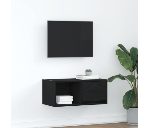 Mueble de TV madera de ingeniería roble negro 60x31x25,5 cm