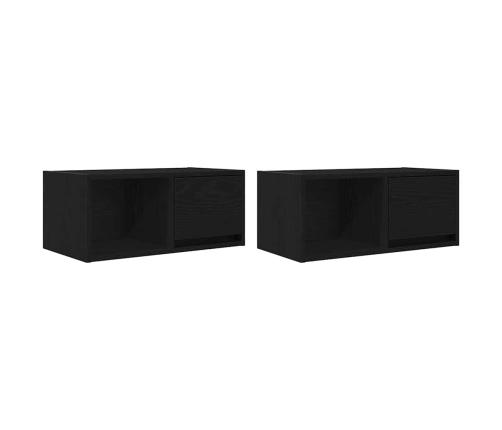 Muebles de TV 2 uds Roble Negro 60x31x25,5 cm Madera ingeniería