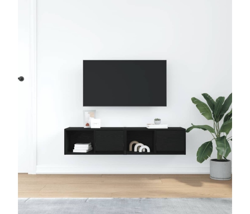 Muebles de TV 2 uds Roble Negro 60x31x25,5 cm Madera ingeniería