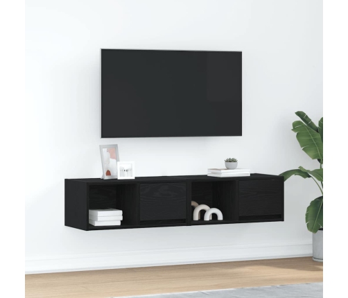 Muebles de TV 2 uds Roble Negro 60x31x25,5 cm Madera ingeniería