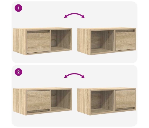 Mueble para TV madera contrachapada roble ahumado 60x31x25,5 cm