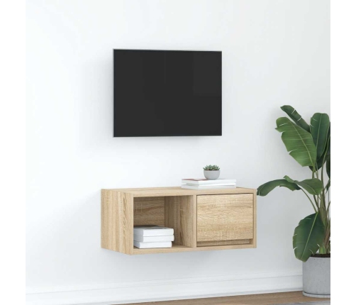 Mueble para TV madera contrachapada roble ahumado 60x31x25,5 cm