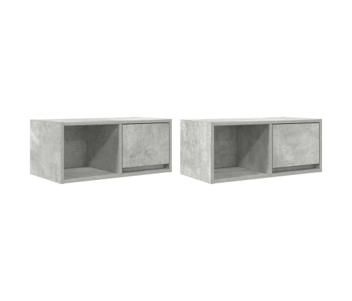 Muebles de TV 2uds madera ingeniería gris hormigón 60x31x25,5cm