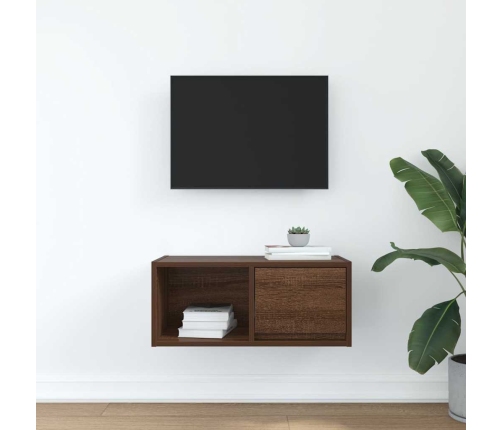 Mueble de TV madera contrachapada roble marrón 60x31x25,5 cm