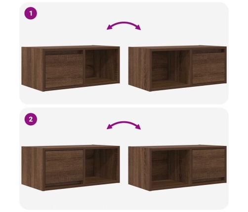 Mueble de TV madera contrachapada roble marrón 60x31x25,5 cm