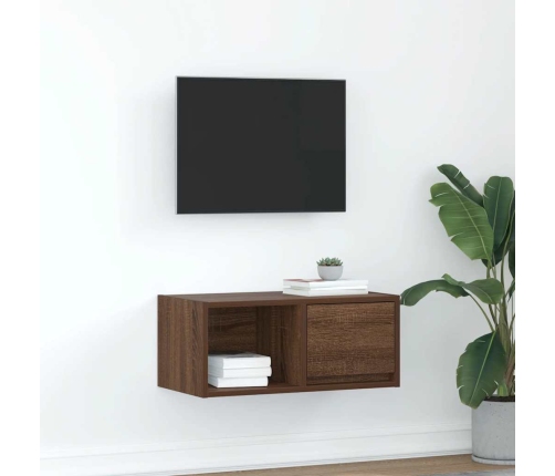 Mueble de TV madera contrachapada roble marrón 60x31x25,5 cm